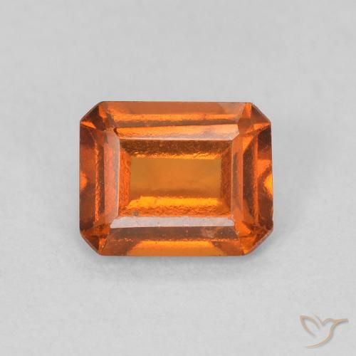 0.83ct 자연스러운 파이어 오렌지 헤소나이트 가넷, 에메랄드 컷, VS