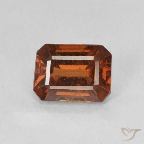 1.18ct 자연스러운 미디엄 오렌지 헤소나이트 가넷, 에메랄드 컷, VVS-VS
