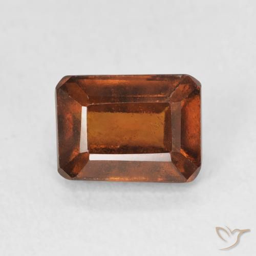 1.58ct 자연스러운 딥 오렌지 헤소나이트 가넷, 에메랄드 컷, VVS-VS