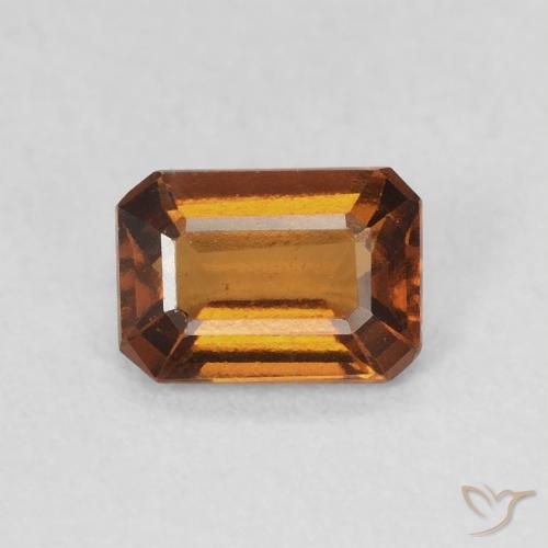 0.91ct 자연스러운 갈색 오렌지 헤소나이트 가넷, 에메랄드 컷, VVS-VS