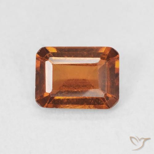 0.86ct 자연스러운 딥 오렌지 헤소나이트 가넷, 에메랄드 컷, VS