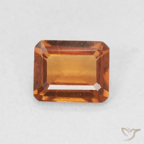 0.82ct 자연스러운 Medium Dark-Orange 헤소나이트 가넷, 에메랄드 컷, VVS-VS