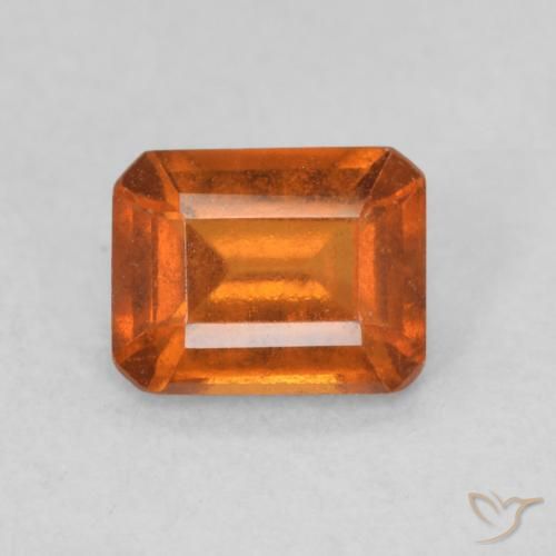 1.00ct 자연스러운 Medium Dark-Orange 헤소나이트 가넷, 에메랄드 컷, VS