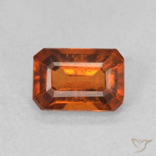 0.90ct 자연스러운 딥 오렌지 헤소나이트 가넷, 에메랄드 컷, VS