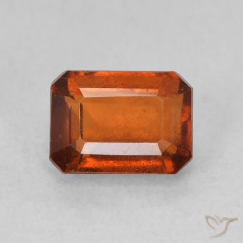 1.50ct 자연스러운 미디엄 오렌지 헤소나이트 가넷, 에메랄드 컷, VS