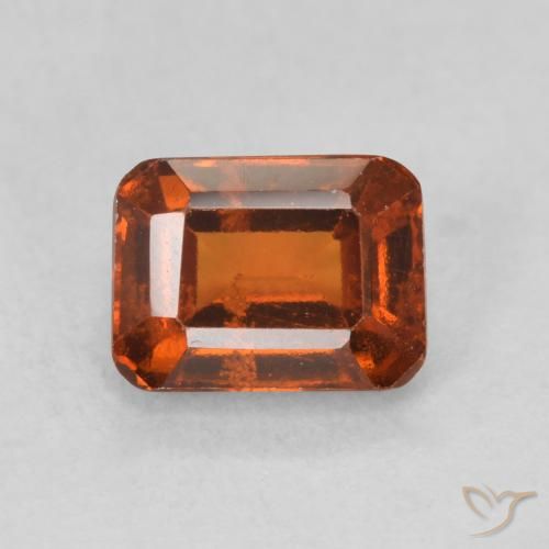 1.41ct 자연스러운 미디엄 오렌지 헤소나이트 가넷, 에메랄드 컷, VS
