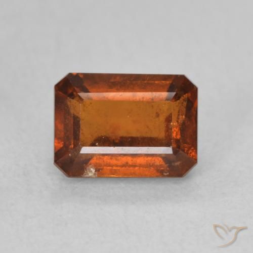 1.42ct 자연스러운 붉은 오렌지 헤소나이트 가넷, 에메랄드 컷, VS-SI