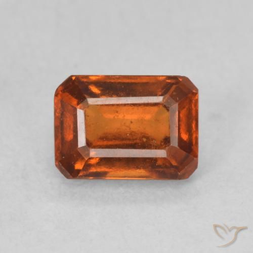 1.31ct 자연스러운 붉은 오렌지 헤소나이트 가넷, 에메랄드 컷, VS-SI
