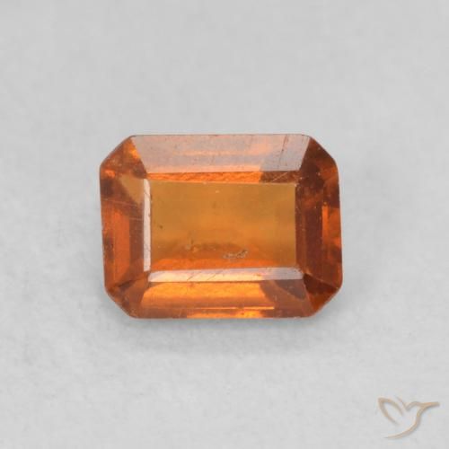 0.79ct 자연스러운 딥 오렌지 헤소나이트 가넷, 에메랄드 컷, VS-SI