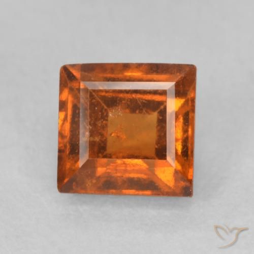 1.00ct 자연스러운 붉은 오렌지 헤소나이트 가넷, 정사각형, VS-SI