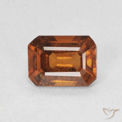 1.02ct 자연스러운 딥 오렌지 헤소나이트 가넷, 에메랄드 컷, VVS