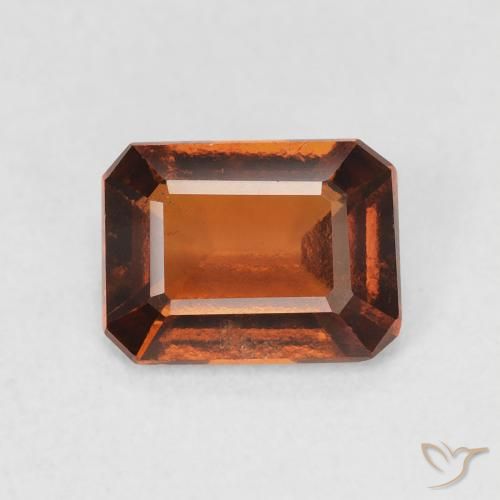 1.42ct 자연스러운 딥 오렌지 헤소나이트 가넷, 에메랄드 컷, VVS