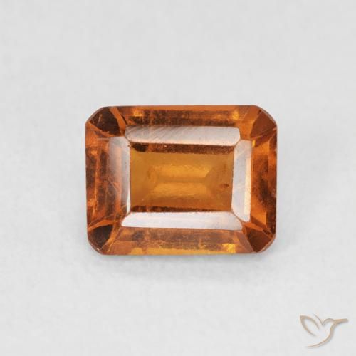1.07ct 자연스러운 딥 오렌지 헤소나이트 가넷, 에메랄드 컷, VS-SI