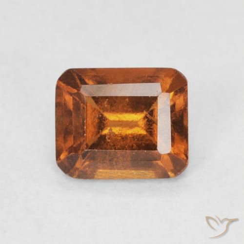 0.86ct 자연스러운 미디엄 오렌지 헤소나이트 가넷, 에메랄드 컷, VS-SI
