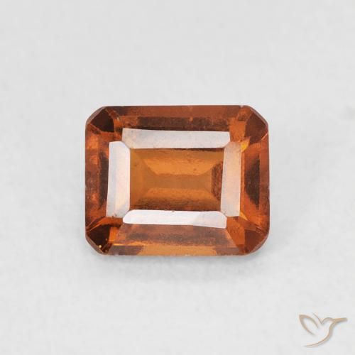 0.77ct 자연스러운 딥 오렌지 헤소나이트 가넷, 에메랄드 컷, VS-SI