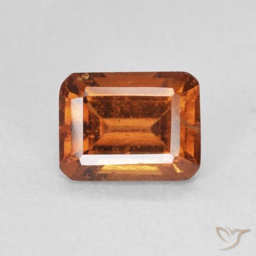 1.61ct 자연스러운 딥 오렌지 헤소나이트 가넷, 에메랄드 컷, VS-SI