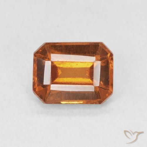 1.20ct 자연스러운 오렌지 브라운 헤소나이트 가넷, 에메랄드 컷, VS-SI