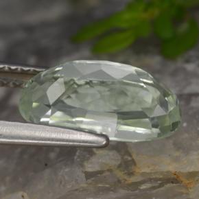 2.44캐럿 천연 연한 녹색을 띤 흰색 히데나이트 원석, 타원형 컷, VVS-VS