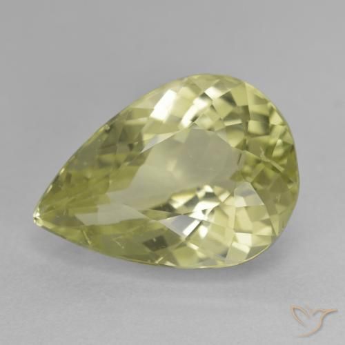 11.36ct 자연스러운 Medium Light-Yellow 히데나이트 원석, 배 모양, VS