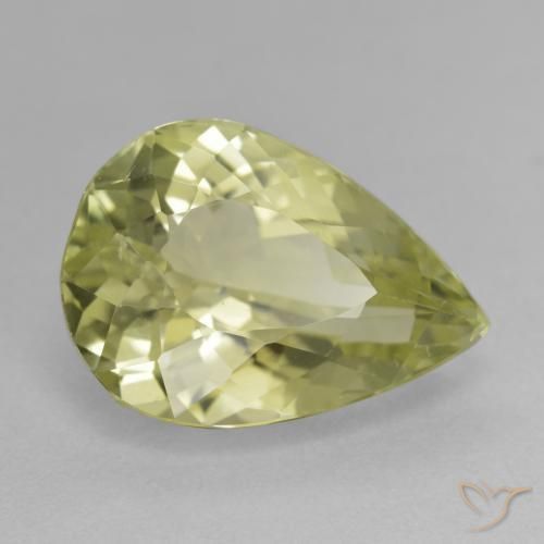 11.36캐럿 천연 Medium Light-Yellow 히데나이트 원석, 배 모양, VS