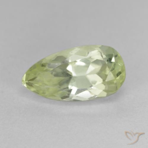 5.15ct 자연스러운 연한 녹황색 히데나이트 원석, 배 모양, VS-SI