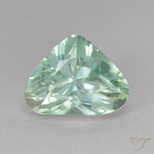 8.36ct 자연스러운 하늘색 녹색 히데나이트 원석, 배 모양, VS-SI