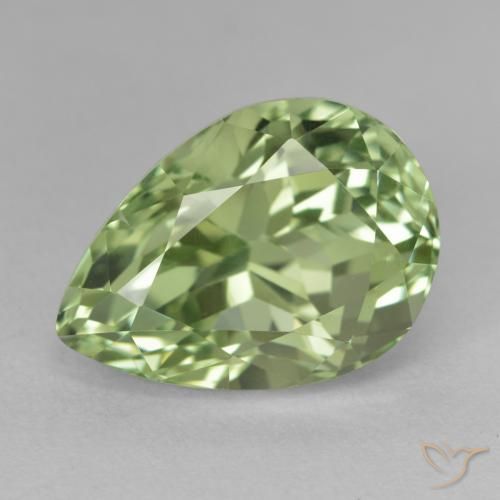 13.80ct 자연스러운 미디엄 그린 히데나이트 원석, 배 모양, VS-SI