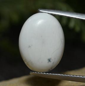 8.33캐럿 천연 밝은 회백색 하울라이트, 타원형 컷, 16.3×12.4 mm, 불투명체