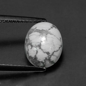 2.69캐럿 천연 회백색 하울라이트, 타원형 컷, 10.3×8.3 mm, 불투명체