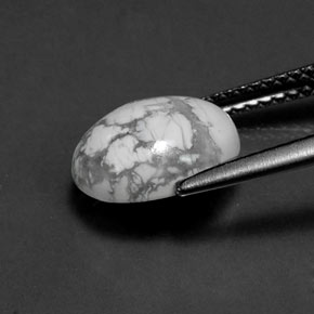 2.69캐럿 천연 회백색 하울라이트, 타원형 컷, 10.3×8.3 mm, 불투명체