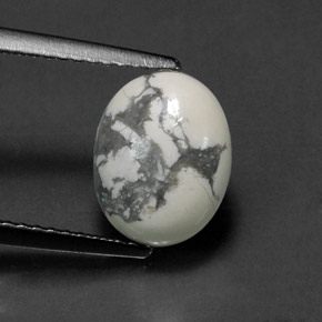 2.66캐럿 천연 회백색 하울라이트, 타원형 컷, 불투명체