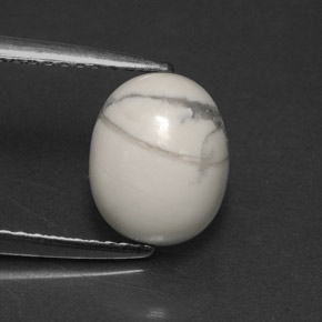 2.24캐럿 천연 회백색 하울라이트, 타원형 컷, 9.2×7.4 mm, 불투명체