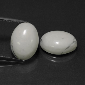 11.94캐럿 천연 밝은 회백색 하울라이트 보석, 타원형 컷, 14.4×10.5 mm, 불투명체