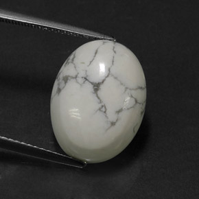 8.24캐럿 천연 회백색 하울라이트, 타원형 컷, 16.2×12.4 mm, 불투명체