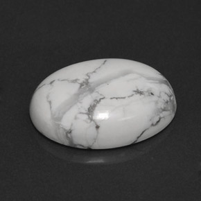 7.54캐럿 천연 회백색 하울라이트, 타원형 컷, 16.1×12.3 mm, 불투명체