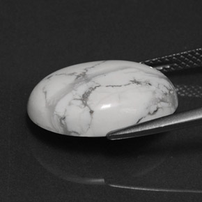 7.54캐럿 천연 회백색 하울라이트, 타원형 컷, 16.1×12.3 mm, 불투명체