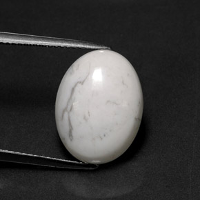8.12캐럿 천연 회백색 하울라이트, 타원형 컷, 16.3×12.4 mm, 불투명체