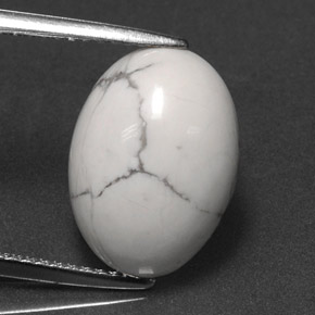 5.87캐럿 천연 회백색 하울라이트, 타원형 컷, 14.2×10.3 mm, 불투명체