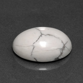 5.87캐럿 천연 회백색 하울라이트, 타원형 컷, 14.2×10.3 mm, 불투명체