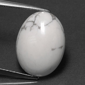 8.14캐럿 천연 회백색 하울라이트, 타원형 컷, 16.4×12.4 mm, 불투명체