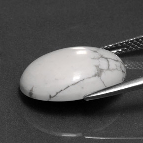 8.14캐럿 천연 회백색 하울라이트, 타원형 컷, 16.4×12.4 mm, 불투명체
