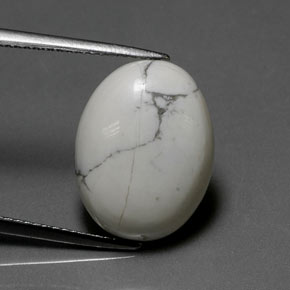 9.10캐럿 천연 회백색 하울라이트, 타원형 컷, 16.7×12.8 mm, 불투명체