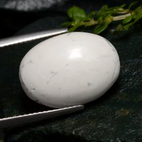 10.05캐럿 천연 회백색 하울라이트, 타원형 컷, 18.3×13.3 mm, 불투명체