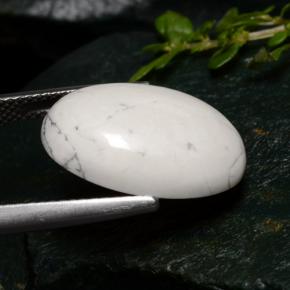 10.05캐럿 천연 회백색 하울라이트, 타원형 컷, 18.3×13.3 mm, 불투명체