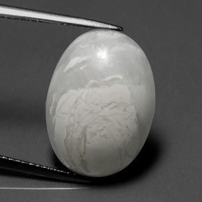 10.33캐럿 천연 회백색 하울라이트, 타원형 컷, 18.3×13.4 mm, 불투명체