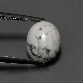 2.41캐럿 천연 회백색 하울라이트, 타원형 컷, 10.4×8.4 mm, 불투명체