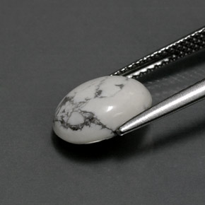 2.41캐럿 천연 회백색 하울라이트, 타원형 컷, 10.4×8.4 mm, 불투명체