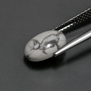 2.48캐럿 천연 회백색 하울라이트, 타원형 컷, 불투명체