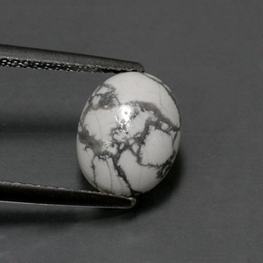 2.36캐럿 천연 회백색 하울라이트, 타원형 컷, 불투명체