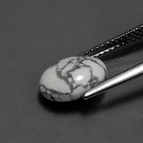 2.36캐럿 천연 회백색 하울라이트, 타원형 컷, 불투명체